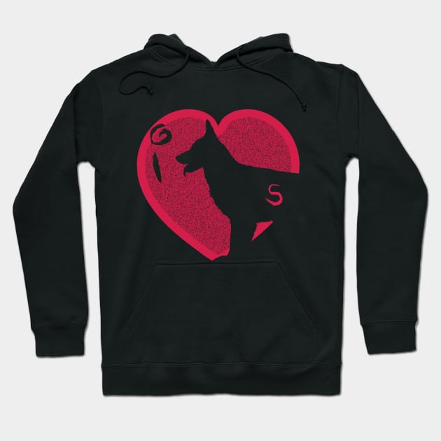 Distressed Minimalistic Red Heart I Love German Shepherds Hoodie by pelagio